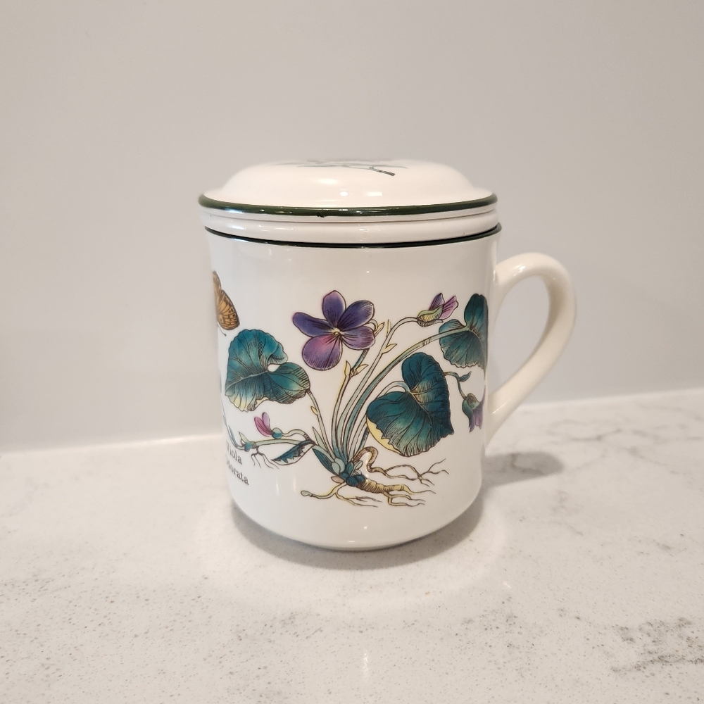 Vintage Prinknash Pottery Florabunda Teacup w/ Infuser & Lid